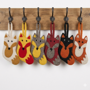 Wool felt handmade fox theme Christmas ornaments(Set of 6)