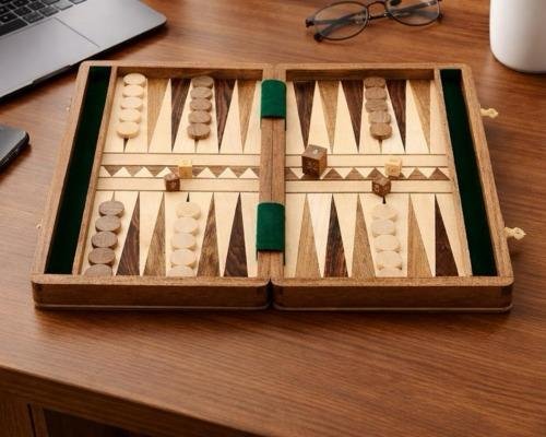 Handcrafted Acasia wood backgammon set- Elegant & Timeless
