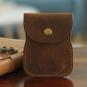 Handcrafted Brown Leather Coin Purse with Brass Snap Closure- Handy Treasure