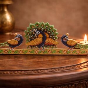 Wooden handmade, hand painted glorious peacock and the peahen with magnet