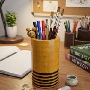 Wooden Hand- Painted Pen Stand
